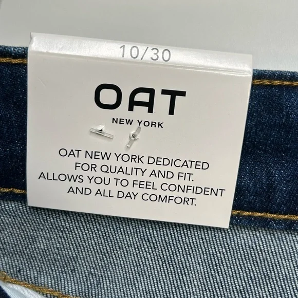 OAT NEW YORK NWT High Rise Wide Leg Jeans 10/30 Rhinestone Pocket Raw Hem - Picture 12 of 16